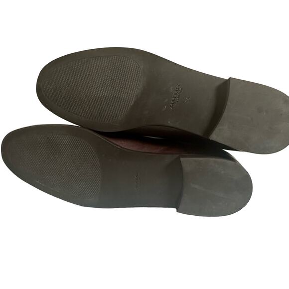 Zara Boots Brown Leather Pull-On Chelsea Ankle Bootie Size 38 - Picture 6 of 7